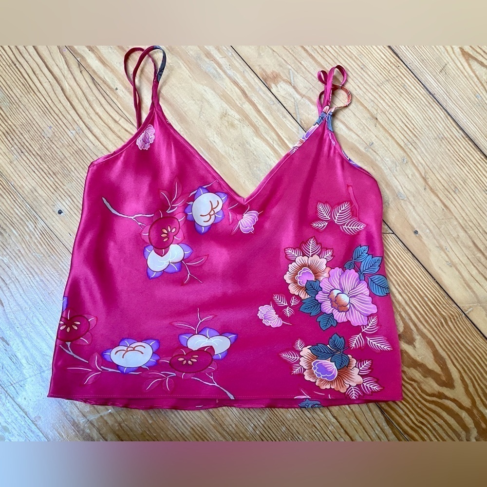 Victoria’s Secret NWT 100% Silk Y2K Gleam Floral Sleep Set | Tank & Shorts | M - Picture 6 of 12